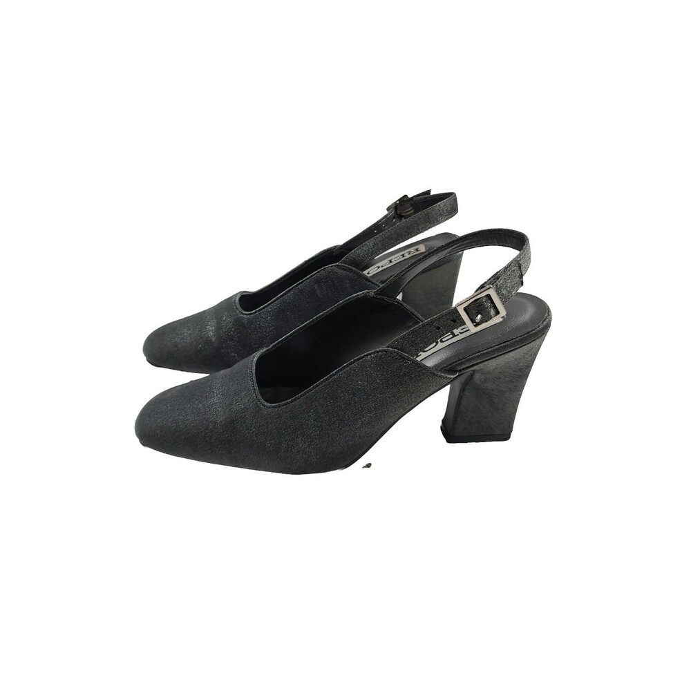 Report Women's Dress Shoes Size 7.5 Allure Metallic Pewter Gray Sling Back Heels